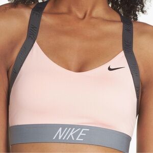 Nike Pro Indy Logo Sports Bra with Gray Elastic Band